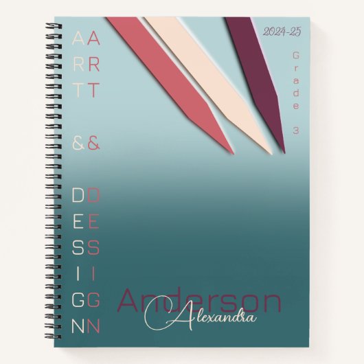 Kunstpotloden in zoete kleuren notitieboek (Voorkant)