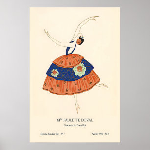 Kunstprint Ballerina uit de jaren 20 Vintage Frans Poster