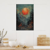 Kunstprint berglandschap bij zonsondergang, botani poster (Keuken)