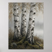 Kunstprint Birch Lake Mist Poster (Voorkant)