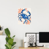 Kunstprint Blauwe Krabdanser Poster (Thuiskantoor)