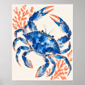 Kunstprint Blauwe Krabdanser Poster (Voorkant)