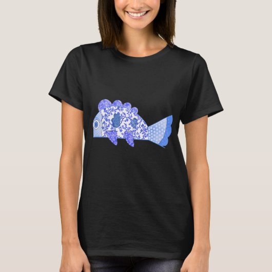 Kunstprint Blauwe Vis T-shirt (Voorkant)