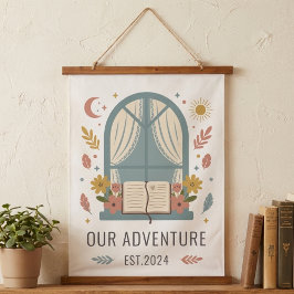 Kunstprint Bloemen in het raam van een romantisch  Hangend Wandkleed