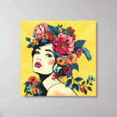 Kunstprint Canvas Vrouw Met Bloemenkrans Afdruk (Voorkant)