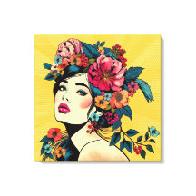 Kunstprint Canvas Vrouw Met Bloemenkrans