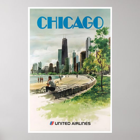 Kunstprint Chicago Reisposter Retro Thuis Poster (Voorkant)