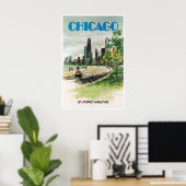 Kunstprint Chicago Reisposter Retro Thuis Poster (Thuiskantoor)