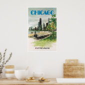 Kunstprint Chicago Reisposter Retro Thuis Poster (Keuken)