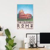 Kunstprint Colosseum Rome, Vintage Reisposter Poster (Thuiskantoor)