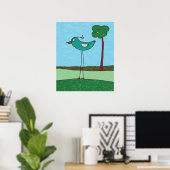 Kunstprint, Cute Vogel en Boom Poster (Thuiskantoor)