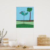 Kunstprint, Cute Vogel en Boom Poster (Keuken)