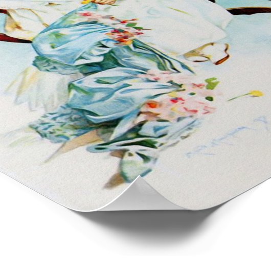 Kunstprint door Maud Humphrey Meisje dat naait Poster (Hoek)