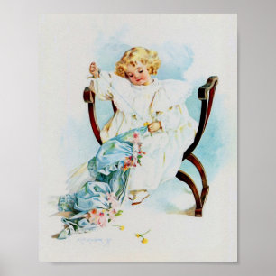 Kunstprint door Maud Humphrey Meisje Naait Poster
