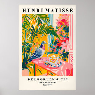Kunstprint Duif Die Koffie Drinkt Grappige Matisse Poster
