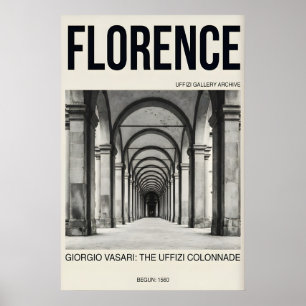 Kunstprint Florence, Uffizi Gallery Zwart Poster