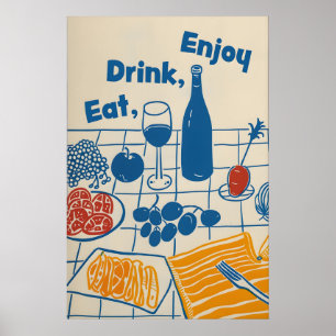 Kunstprint Food & Wine Trendy Keuken (Direct Poster
