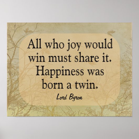 Kunstprint - Geluk is een Tweeling - Lord Bryon Ci Poster (Voorkant)