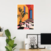 Kunstprint geometrisch mid-century modern poster (Thuiskantoor)