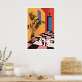 Kunstprint geometrisch mid-century modern poster (Keuken)