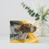 Kunstprint Gevlekte Hond in Auto Briefkaart (Staand voorkant)
