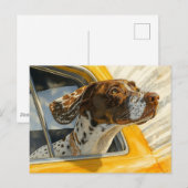 Kunstprint Gevlekte Hond in Auto Briefkaart (Voorkant / Achterkant)