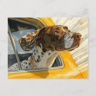 Kunstprint Gevlekte Hond in Auto Briefkaart