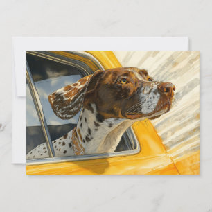 Kunstprint Gevlekte Hond in Auto Kaart