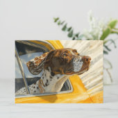 Kunstprint Gevlekte Hond in Auto Kaart (Staand voorkant)