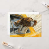 Kunstprint Gevlekte Hond in Auto Kaart (Voorkant / Achterkant in situ)