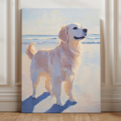 Kunstprint Goud Retriever op het Strand Canvas Afdruk