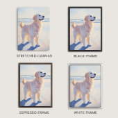 Kunstprint Goud Retriever op het Strand Canvas Afdruk