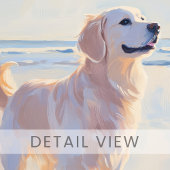 Kunstprint Goud Retriever op het Strand Canvas Afdruk