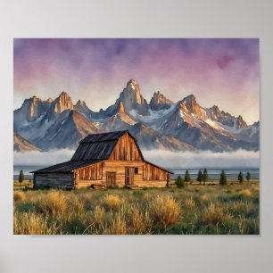 Kunstprint Grand Teton National Park in waterverf Poster