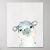 Kunstprint Hippo Safari Nursery Poster (Voorkant)
