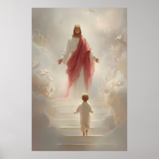 Kunstprint Jezus en kleine jongen Katholieke Chris Poster