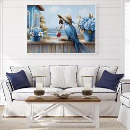 Kunstprint kustblauwe papegaai | Muurposter Poster