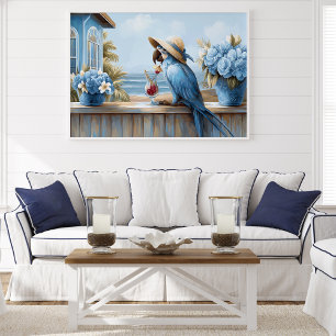 Kunstprint kustblauwe papegaai   Muurposter Poster