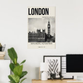 Kunstprint Londense Muur Zwart & Wit Westminster Poster (Thuiskantoor)