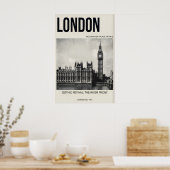 Kunstprint Londense Muur Zwart & Wit Westminster Poster (Keuken)