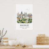 Kunstprint Madrid stadsgezicht Skyline, Fontein Poster (Keuken)