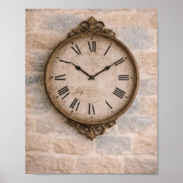 Kunstprint met antieke cottage wandklok poster