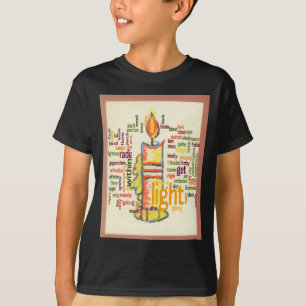 Kunstprint met kaarsvlam woordwolk t-shirt