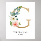 Kunstprint met monogram, Letter G, Trouwen, Babyka Poster (Voorkant)