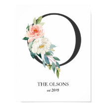 Kunstprint met monogram, letter O, trouwen, kinder