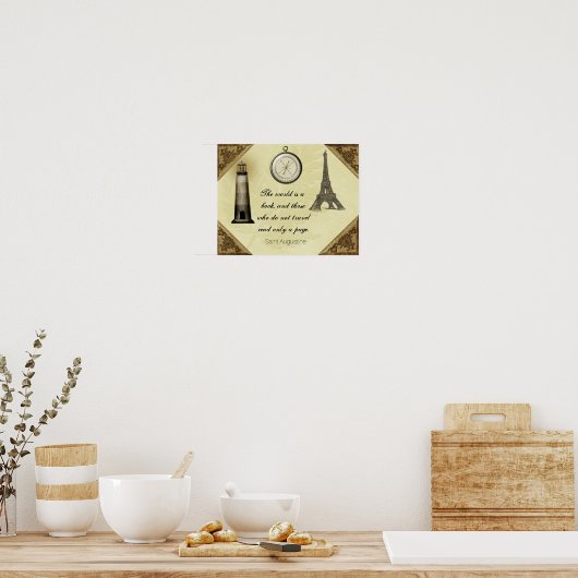 Kunstprint met reisquote van Sint-Augustinus Poster (Keuken)