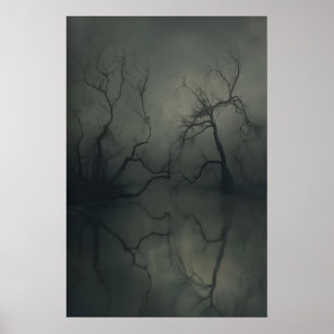 Kunstprint met somber meerlandschap Gotische natuu Poster