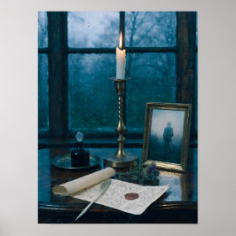 Kunstprint met stilleven van antiek schrijfbureau poster