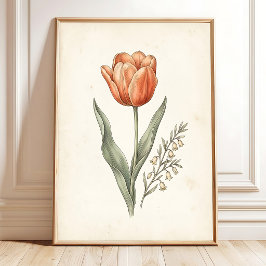 Kunstprint met vintage botanische tulp poster