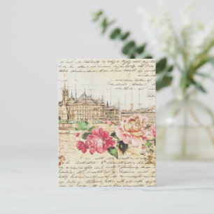 Kunstprint met vintage Europese architectuur en ro Briefkaart